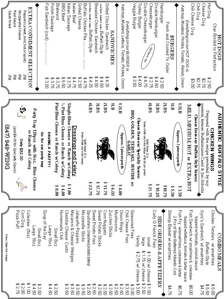 Franks For The Memories Menu
